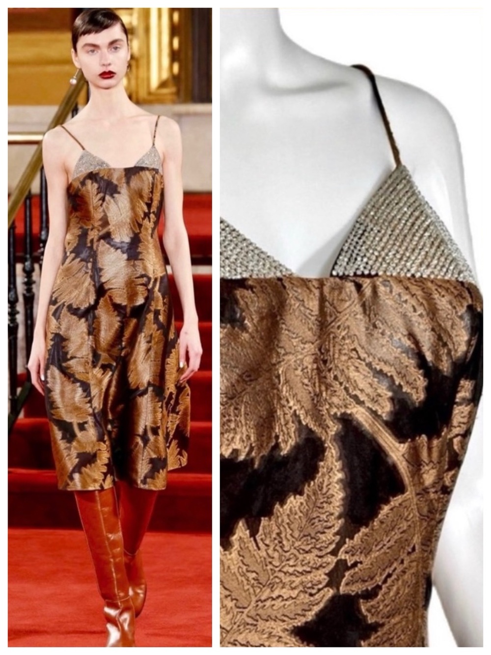 CREATURES OF THE WIND Runway Bronze Metallic Crystal Sheer Party Dress 4